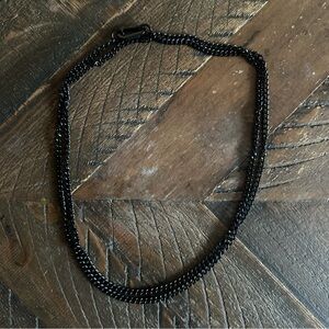 NWOT AllSaints Long Double Layered Chain Necklace, Carabiner Clasp, Black